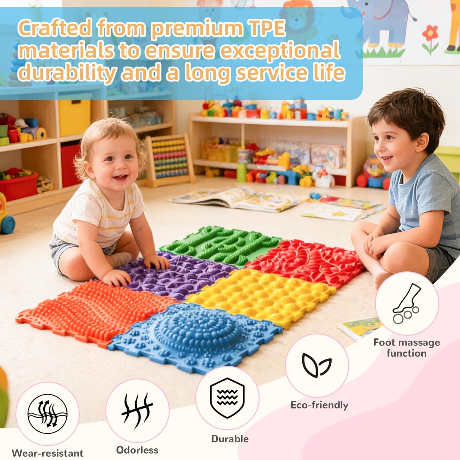 Art3d Sensory Mats for Autistic Children, Pack of 9 Massage Game Mat, Orthopedic Puzzle Play Mats,Textured Sensory Floor Tiles and Pads for Autism, Toddlers Sensory Room Must Haves