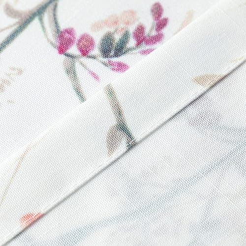 Miniatura 7 de VOGOL Mantel rectangular de lino rosa de 52 x 84 pulgadas, diseño de pájaros y flores, antiarrugas, para cocina, comedor, fiesta, vacaciones, bufé y