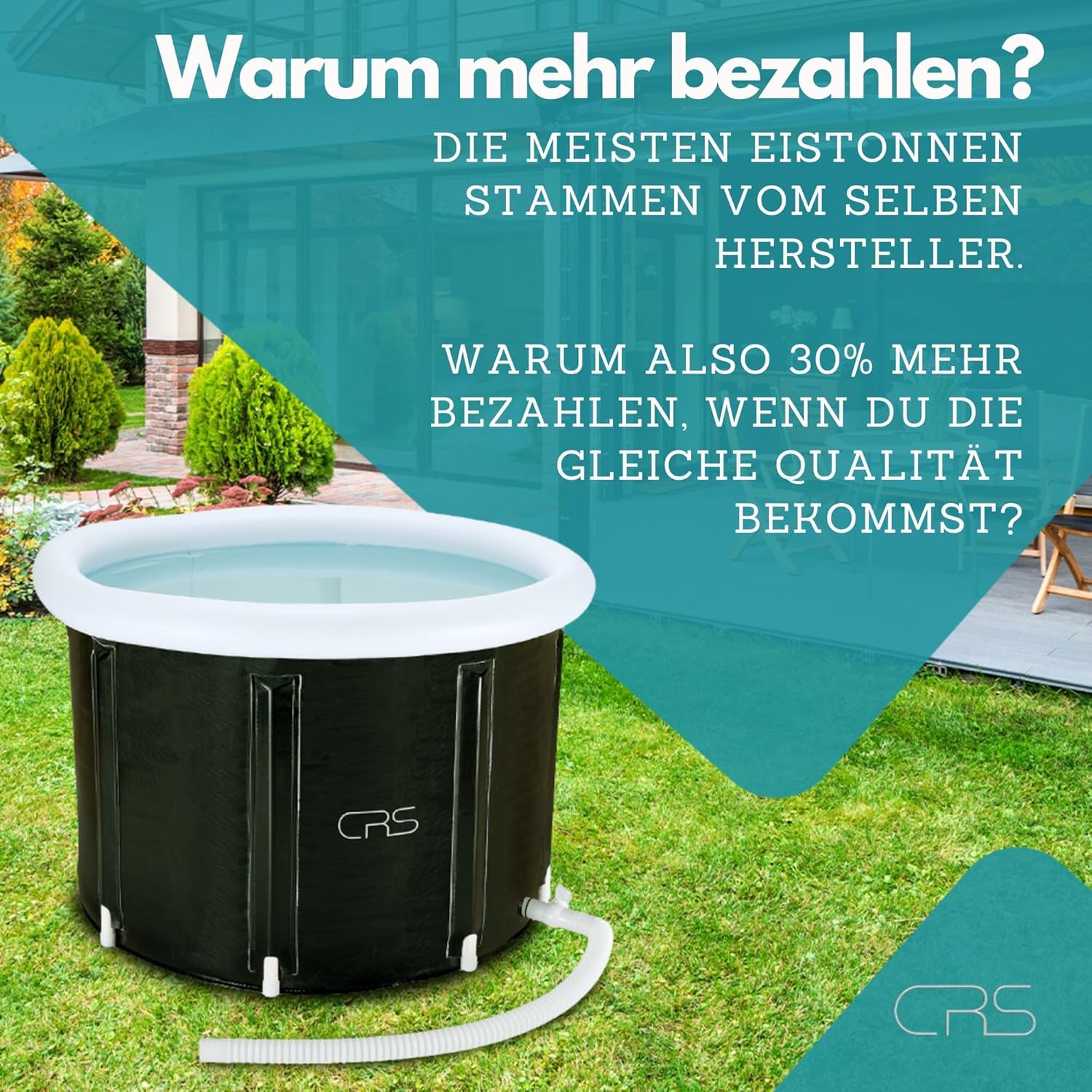 CRS Ice Bath Tub | Bagno di ghiaccio per il metodo Wim Hof | Vasca por crioterapia ghiaccio | vasca da bagno portatile per adulti e bambini | adatta alla doccia e al bagno | recovery pod Marrone 90cmØ
