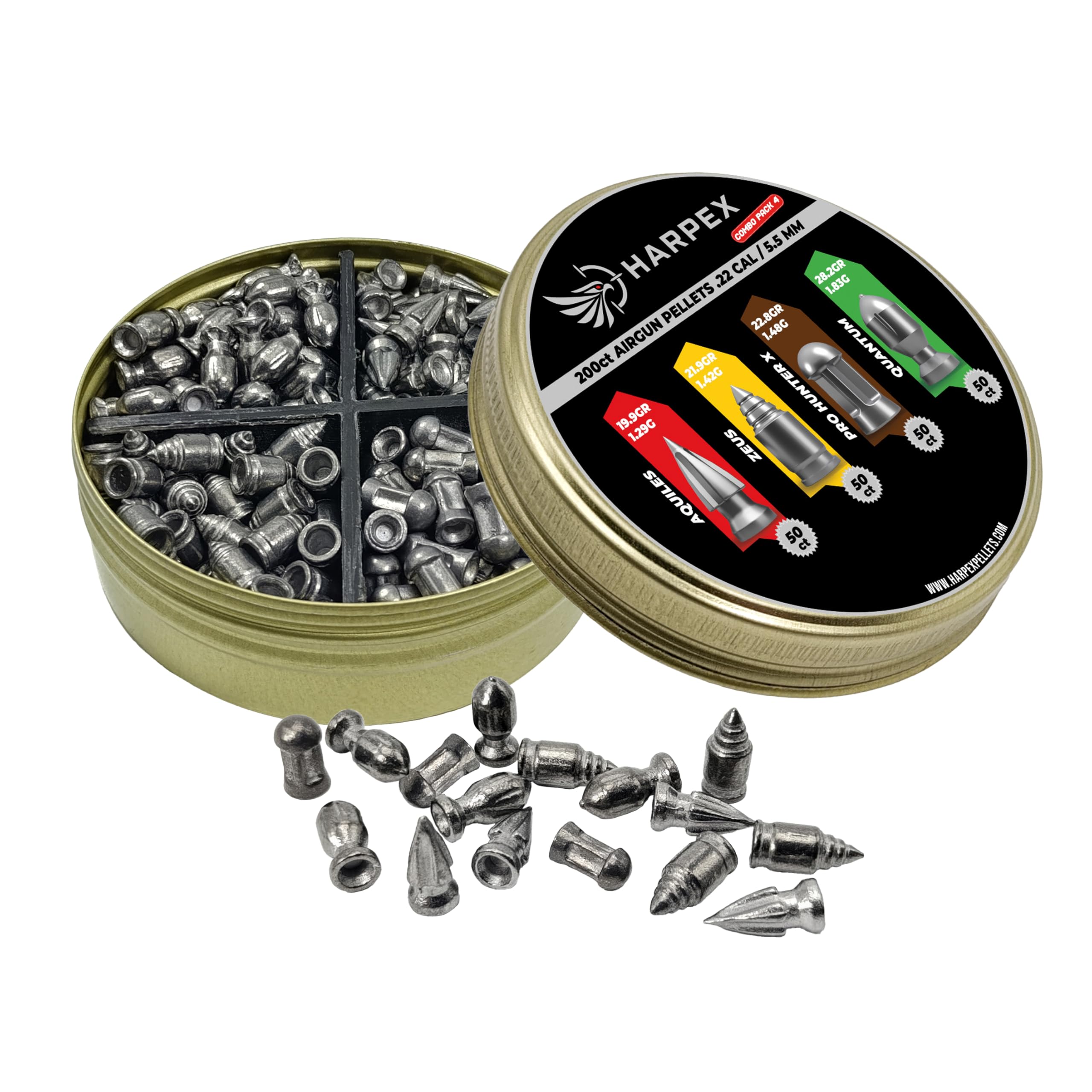 Harpex Combo Pack 4 .22 Cal Airgun Pellets – Variety Pack with
