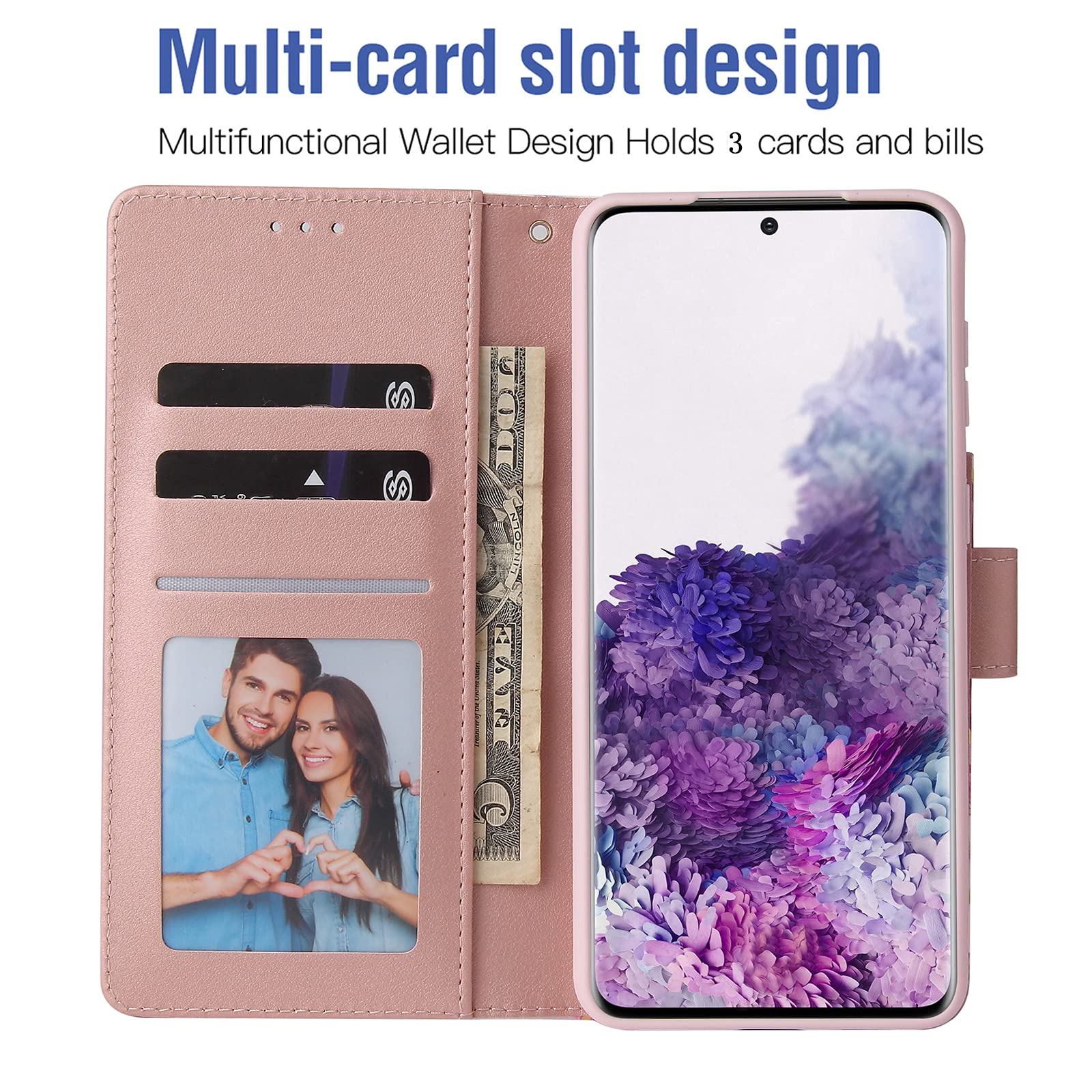 Asuwish Compatible with Samsung Galaxy S21 Plus Glaxay S21+ 5G Wallet Case Tempered Glass Screen Protector Flip Card Holder Stand Cell Phone Cases for Gaxaly S21+5G S21plus 21S + S 21 21+ G5 Purple
