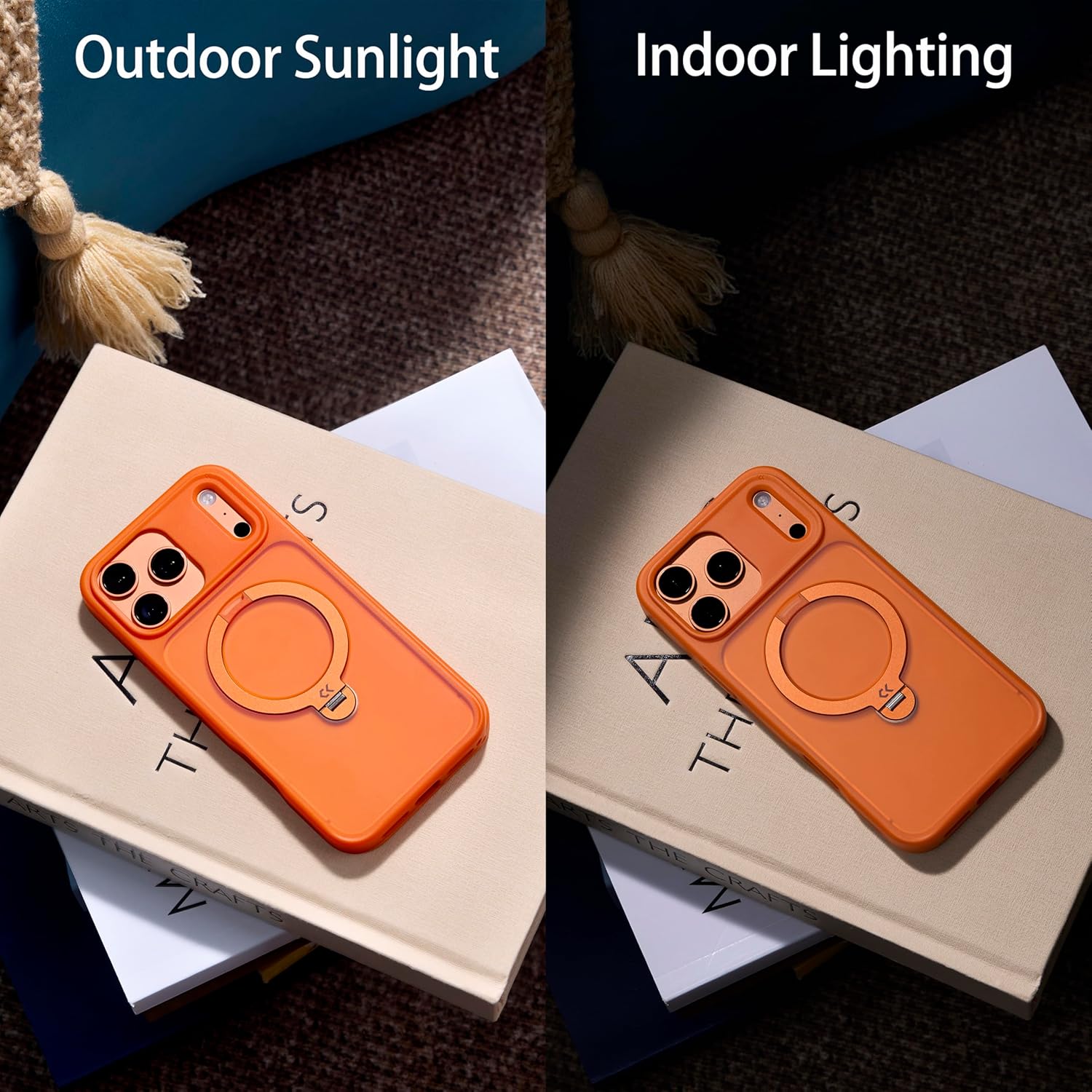 CASEKOO Orange for 17 Pro Case with 360 Spin Magnetic Stand [Camera Protection] [18FT Military Grade Protection] [Fit for MagSafe] Ring Grip Slim Matte 17 Pro Case 6.3 Inch - Image 3