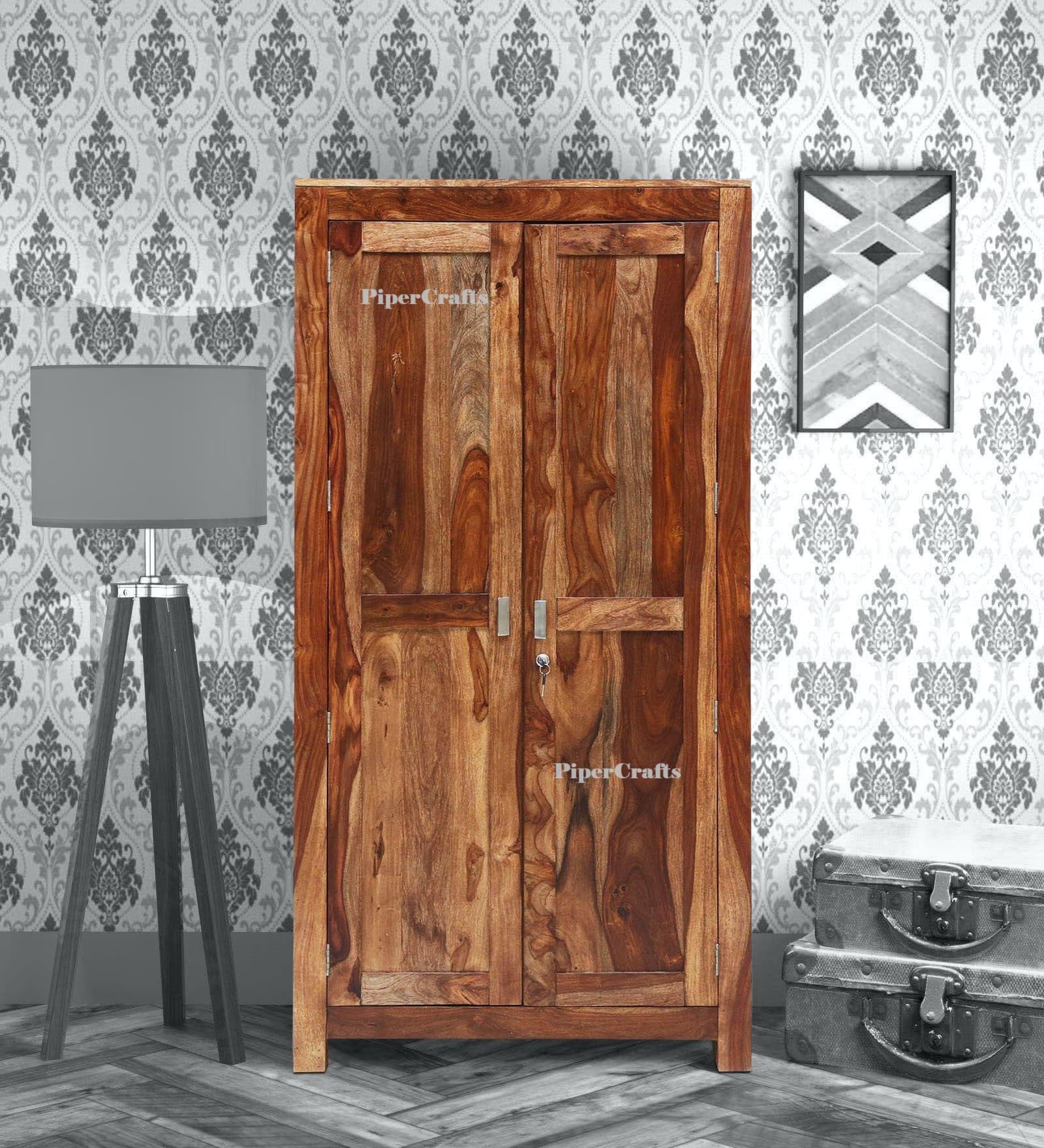 PIPERCRAFTS Sheesham Wood Wadrobe - Already Assembled - Door Wardrobe Furniture for Clothes, Cupboard Wooden Almirah for Bedroom, Multi Utility Wardrobe - Provincial Teak Finish-picture-23