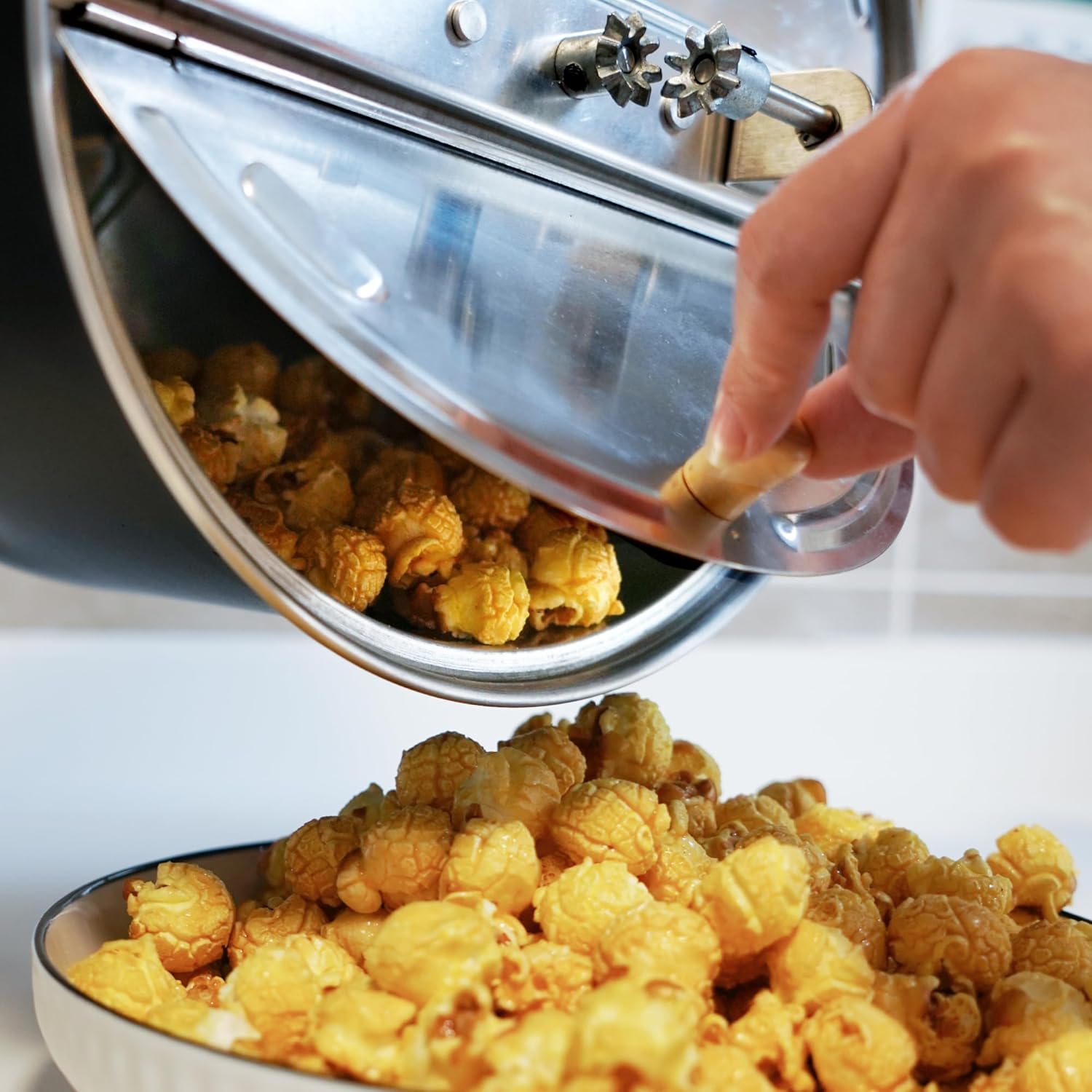 Original Spinner Popcorn Popper 6 Quart, Spinner Stovetop Popper & Aluminum Stove-Top Popcorn Popper, Black