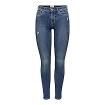 Only Donna ONLWAUW Life Mid Skinny BJ114-3 Noos Pantaloni, Medium Blue Denim, XL, 32