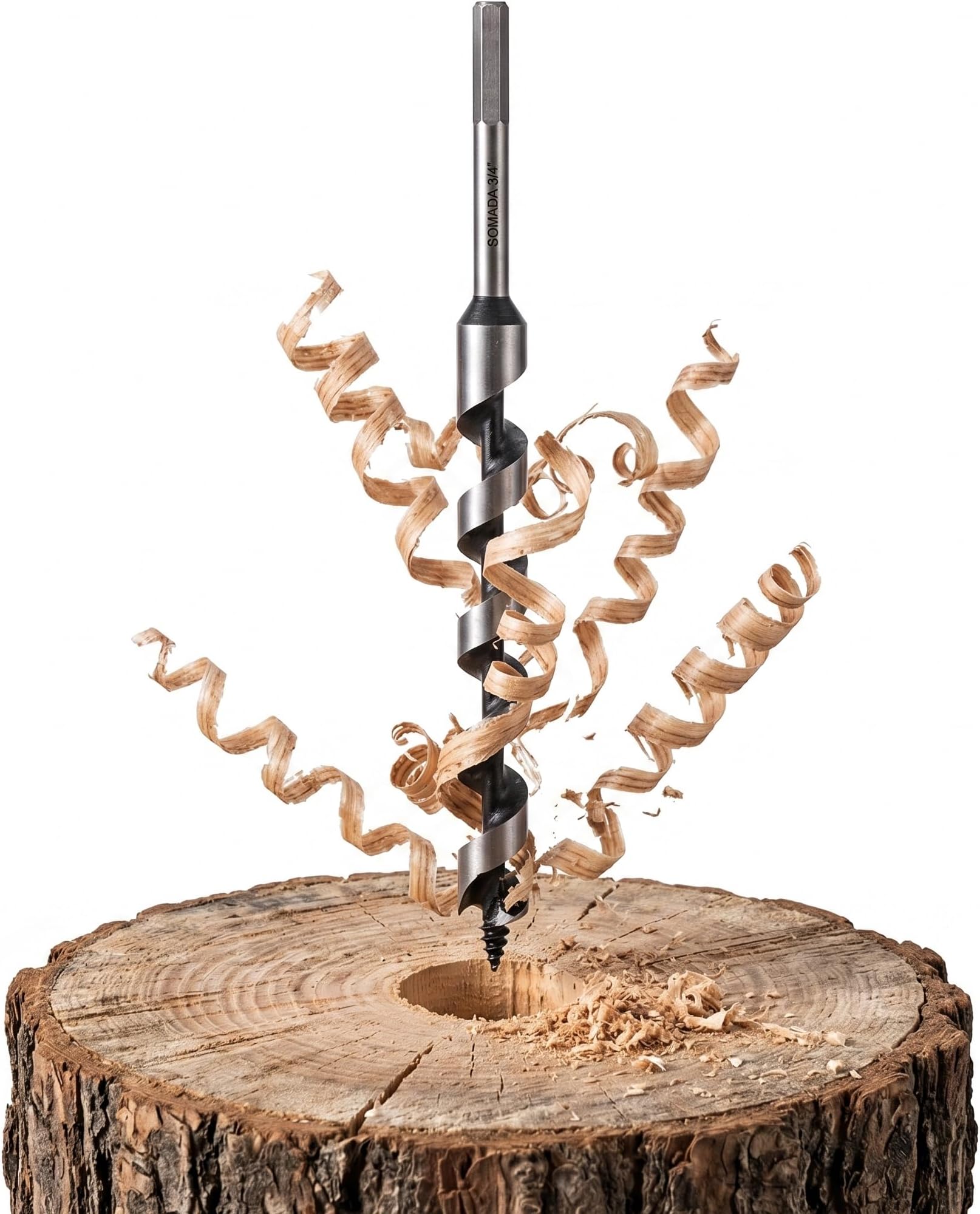 SOMADA 3/4-Inch x 12-Inch Auger Drill Bit for Wood, Hex Shank 3/8-Inch One Piece, Ship Auger Long Drill Bit for Soft and Hard Wood, Plastic, Drywall and Composite Materials