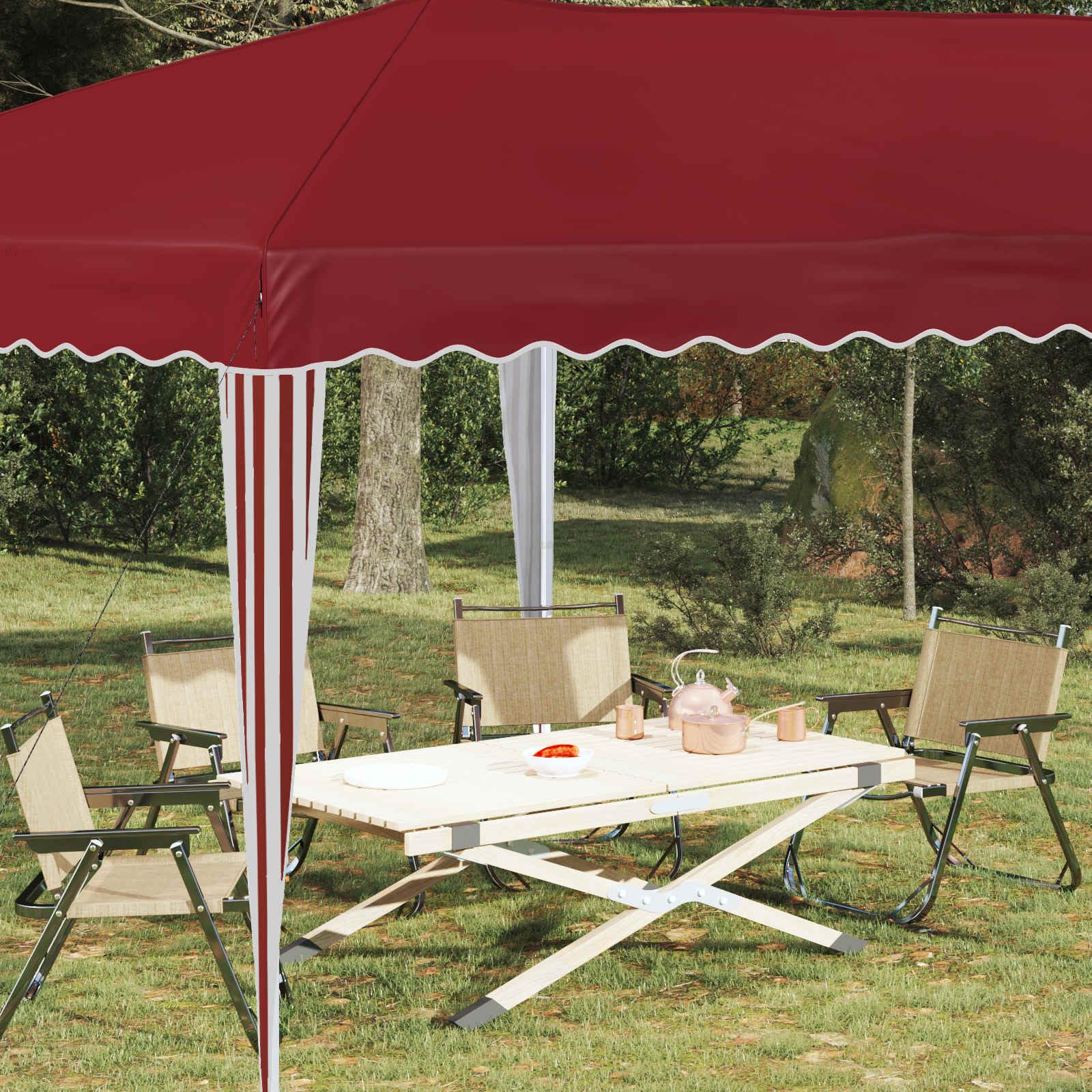 Namiot imprezowy Pop-up 575 x 290 x 245 cm bordowy pawilon Oxford 210D z malowaną proszkowo stalową ramą, 3-stopniowa regulacja wysokości, do ogrodu, na wesele, festiwal
