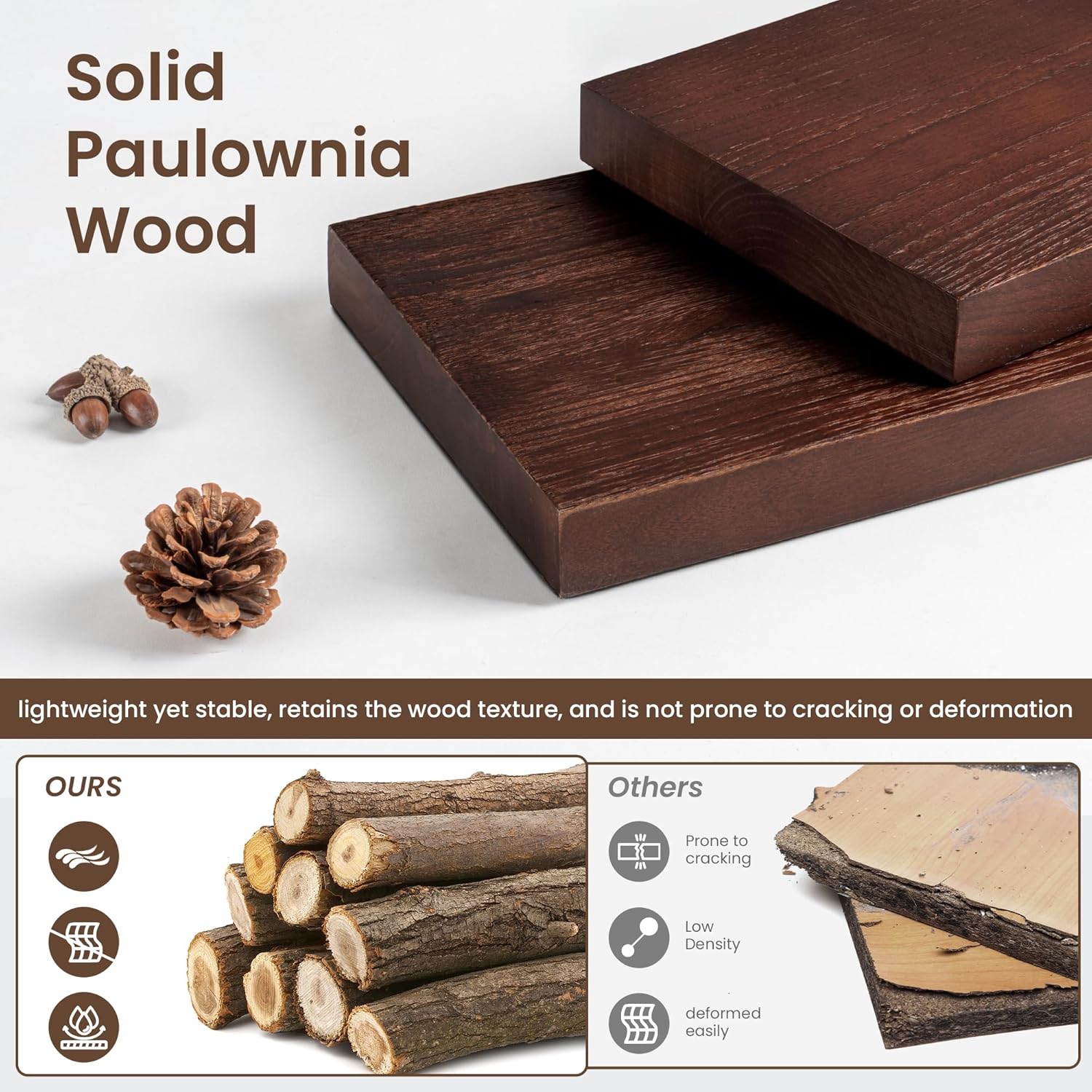 fuqing Floating Shelves for Wall - 48 Inch Mahogany Wall Shelves Set of 1-48 Inch Wide x 9.3 Inch Deep x 1.6 Inch Thick Wooden Shelves for Room Decor & Storage