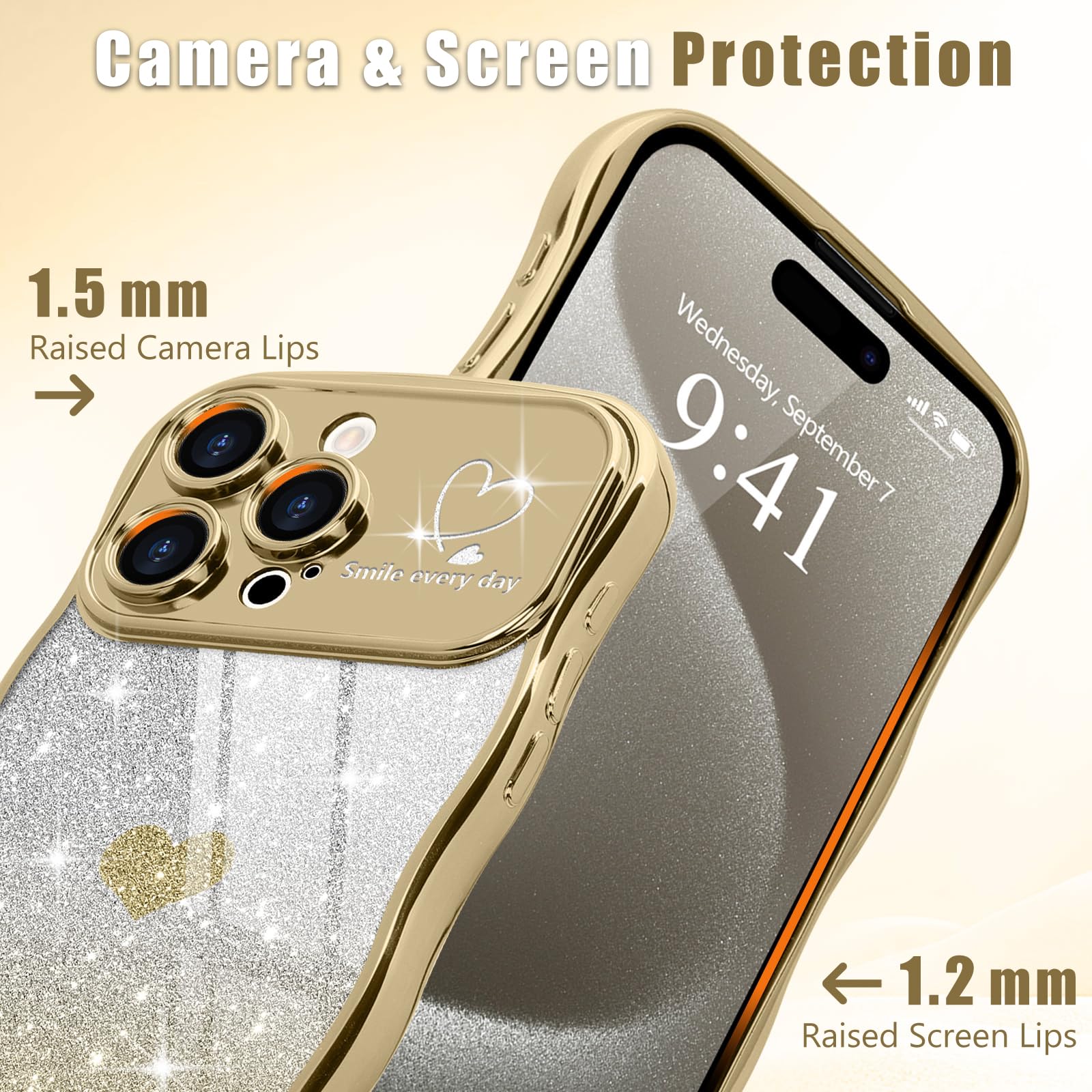 Teageo Cute Heart Pattern Curly Phone Case for iPhone 15 Pro Max - Image 3