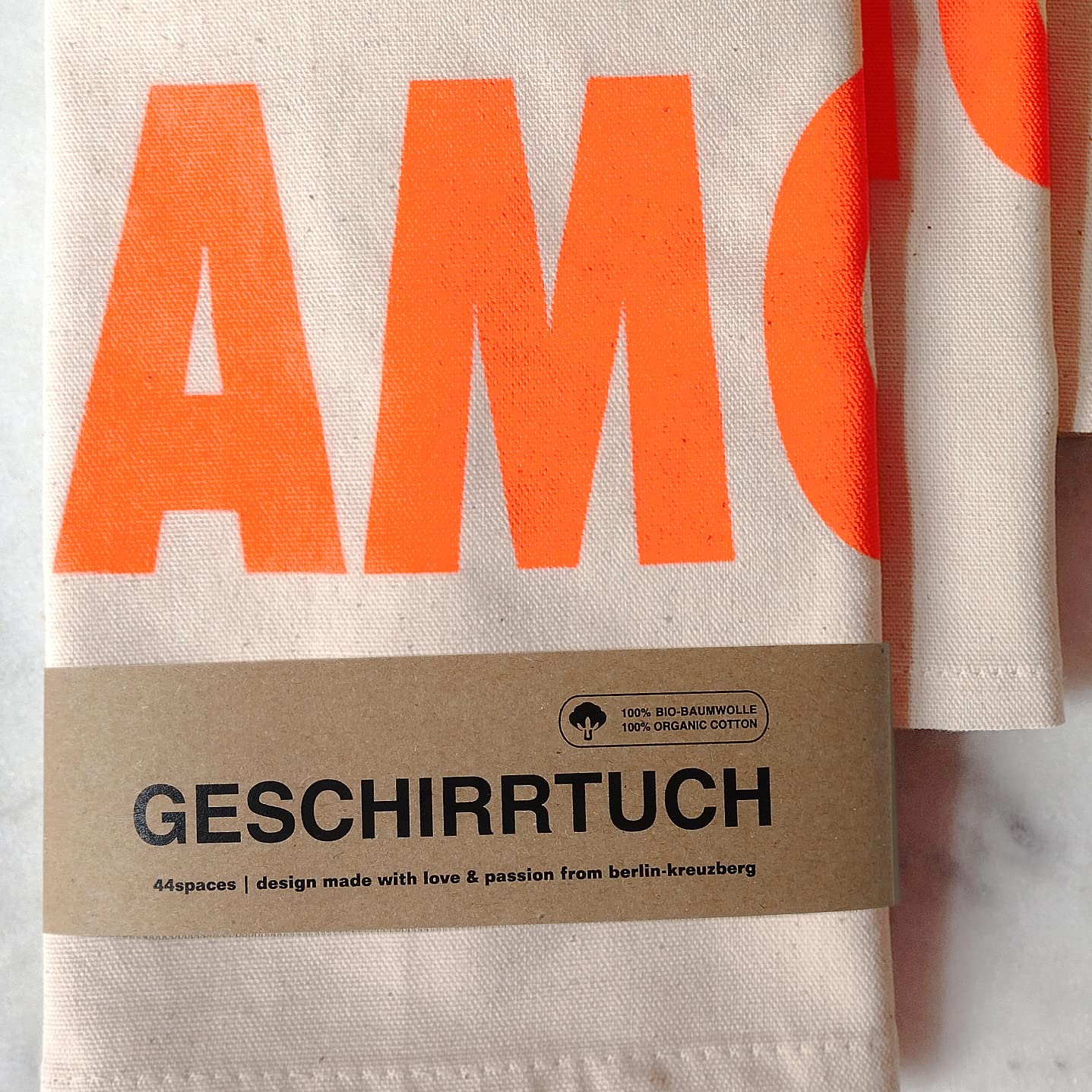Geschirrhandtuch Amore in Neon-Orange im 3er Set - 100% hochwertige Bio Baumwolle - weich und saugfähig - Ideal für die Küche oder als Geschenk - 50 x 70 cm