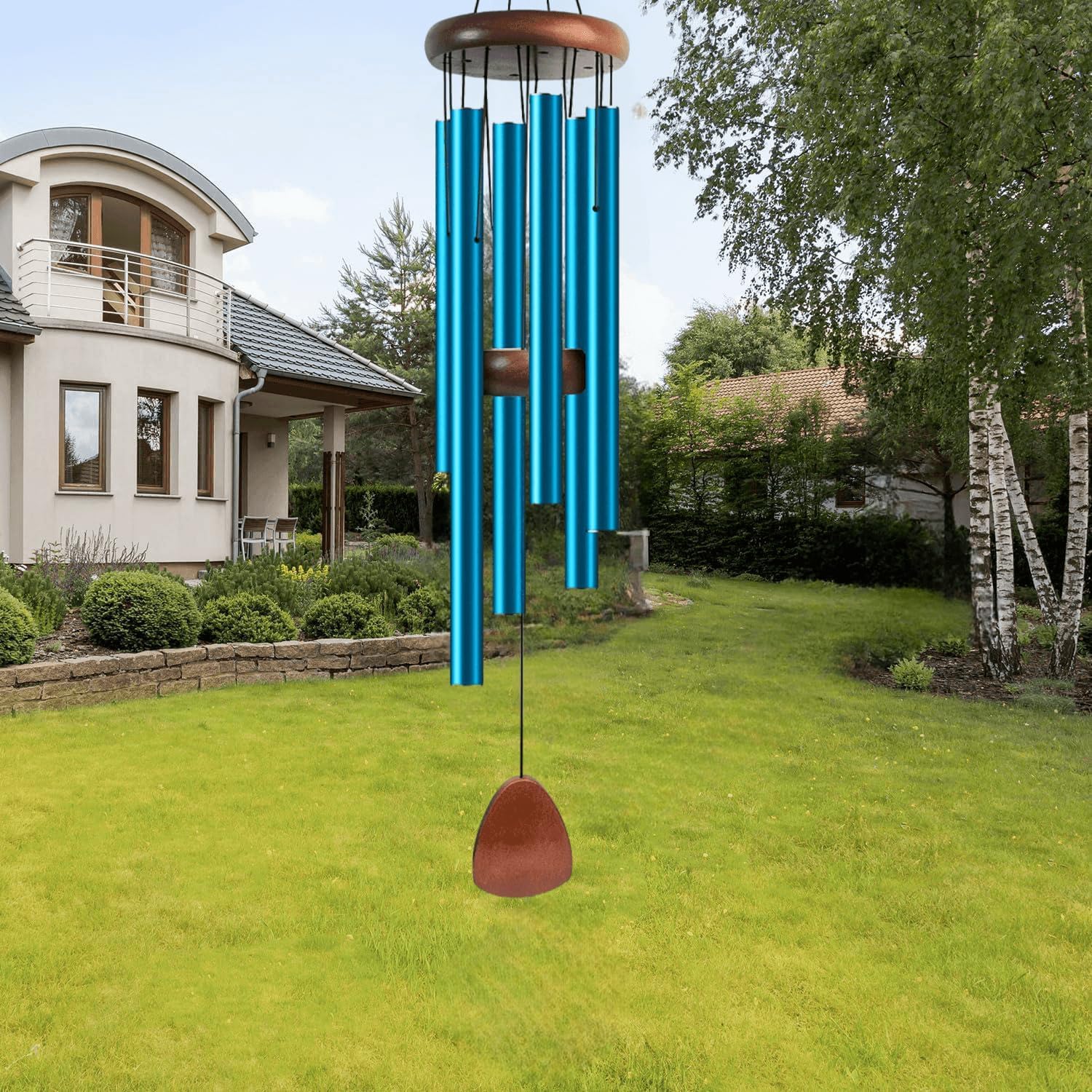 2 campanelli a vento grandi per esterni, 94 cm, toni melodici lenitivi per casa, giardino, veranda, decorazione patio, ispirazione e memoriale, 6 tubi in alluminio, blu