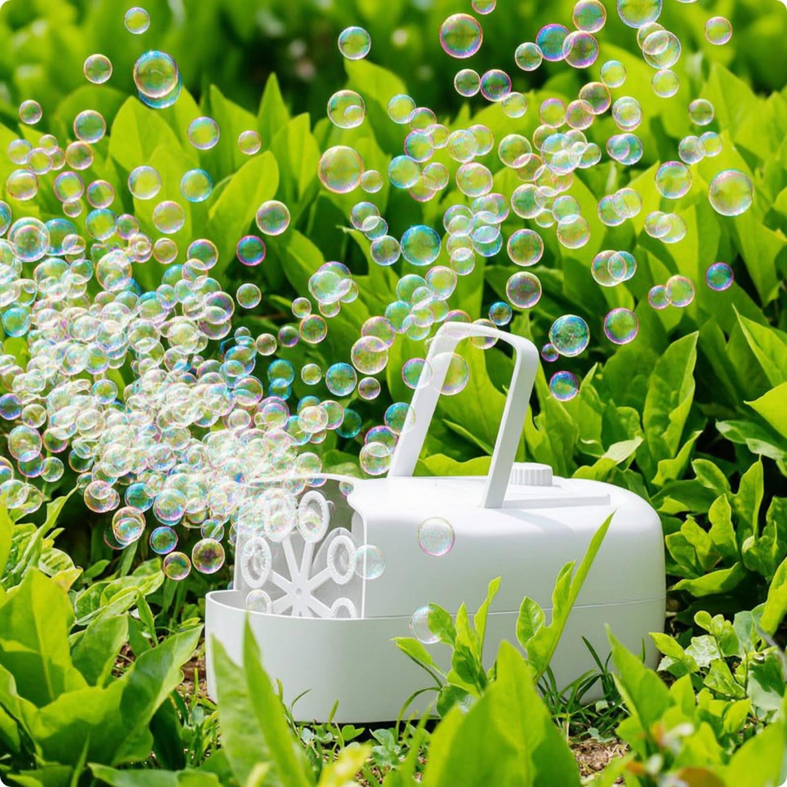 KESOTO Macchina per Bambini Generatore Bolle Portatile Giocattolo da Esterno con Maniglia Corpo Compatto Controllo a Doppia Alimentazione Usb O Batteria Adatto a Giochi All Aperto Feste Matrimoni
