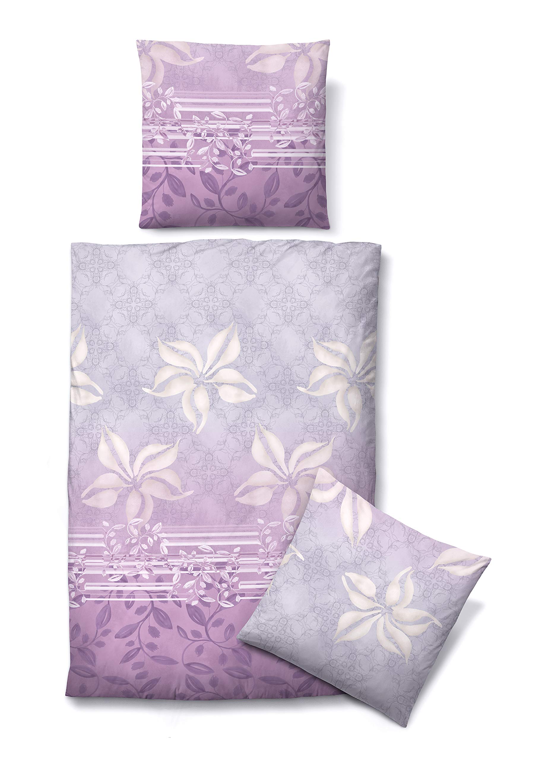 Biberna0075389 Jersey Bedding Set with Pillowcase 1x 135 x 200 cm and 1x 80 x 80 cm Lilac