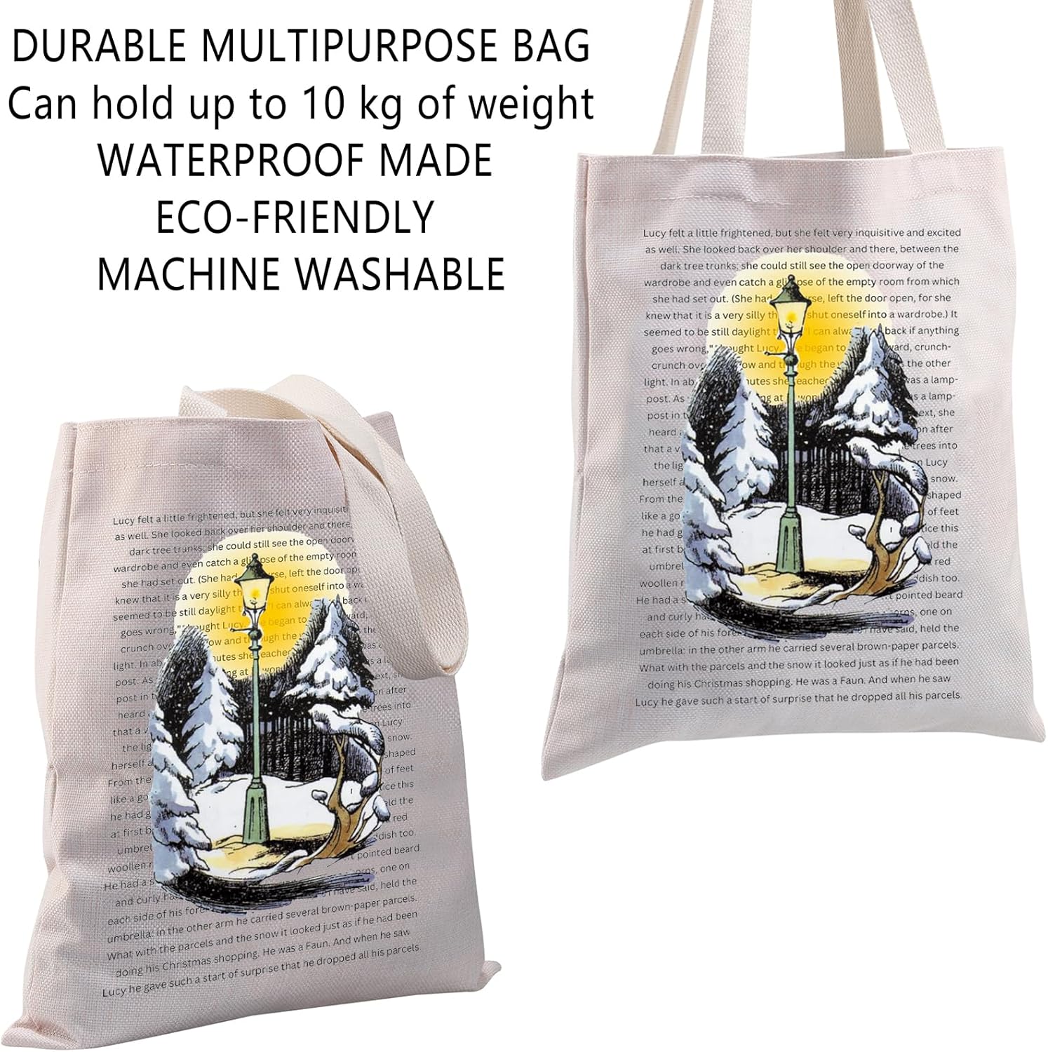 CMNIM Narnia Lamp Post Tote Bag Fantasy Inspired Book Lovers Literature Shopping Bag Bookish Book Nerd Gift - Image 4