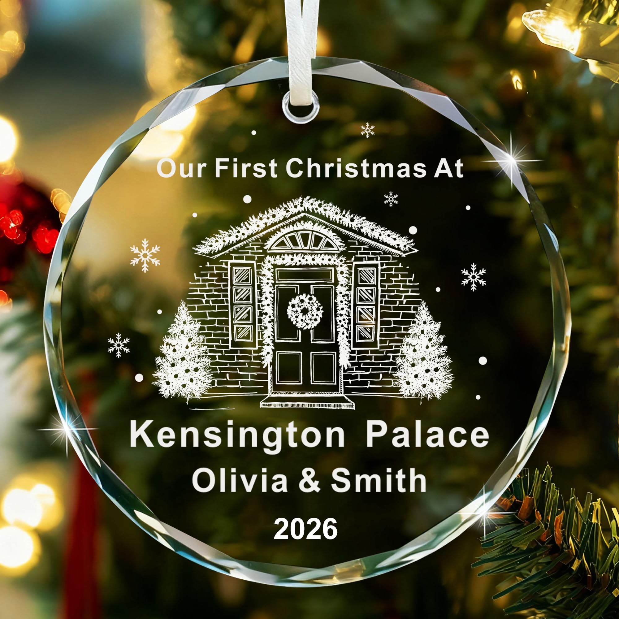 EDSG Personalised First Christmas in New Home 2026, New Home Christmas Bauble, Our First Homes Bauble, Custom Xmas Tree Decorations, Acrylic Family Xmas Ornament Gifts(Round)
