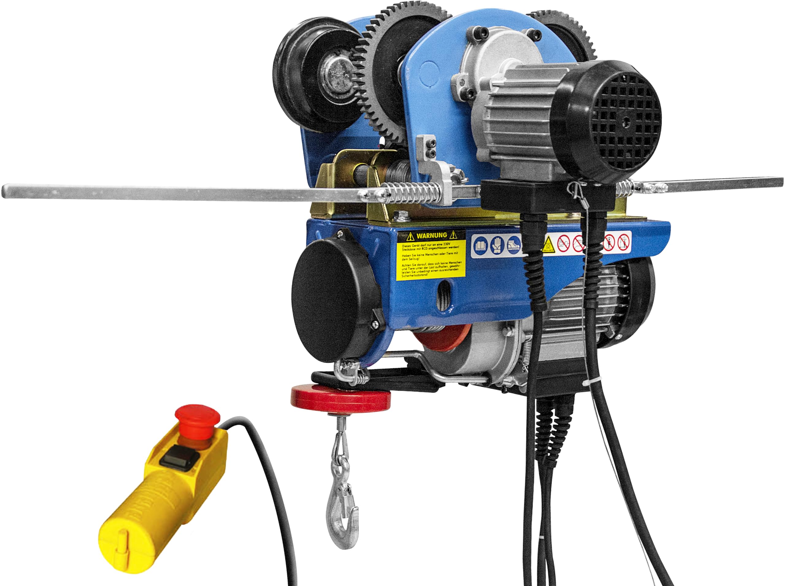 Güde 1717 Laufkatze GLK 1000 (230 V, 200 W Motorleistung, 1000 kg max. Gewichtsbelastung, 5 m Bedienkabellänge, Endabschaltung in beide Laufrichtungen, Halter für Seilzüge und Kettenflaschenzüge)