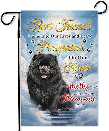 Prezzy Chow Chow Dog - Bandera conmemorativa para jardín, regalos de condolencias por pérdida de recuerdo de mascotas, banderas decorativas de doble