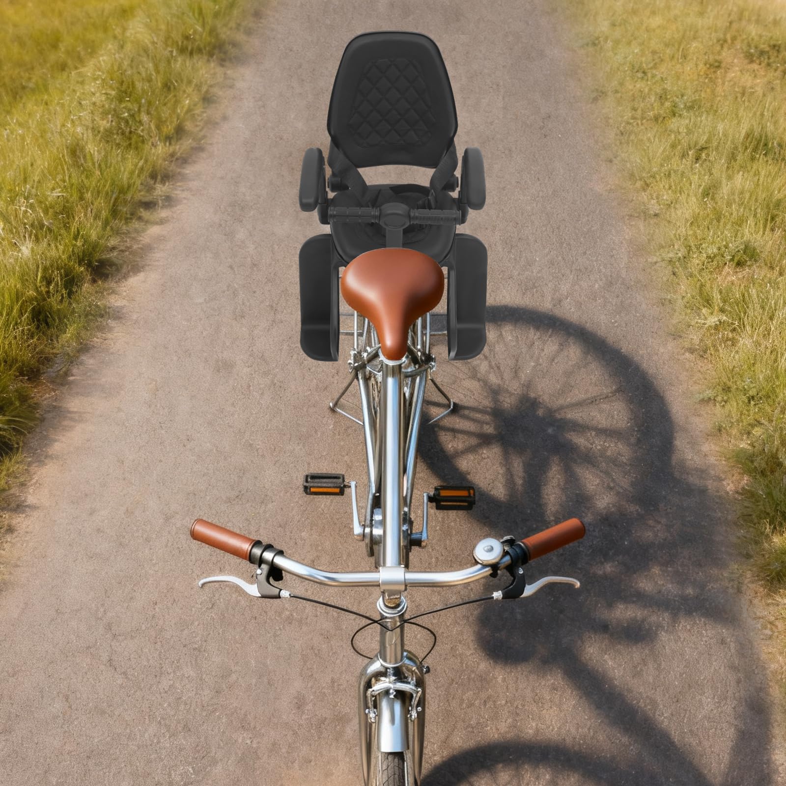 Siège enfant de vélo arrière jusqu'à 50 kg, pour vélo et VTT, dossier réglable (90°/120°/160°), ceinture de sécurité et repose-pieds - Facile à monter - Noir