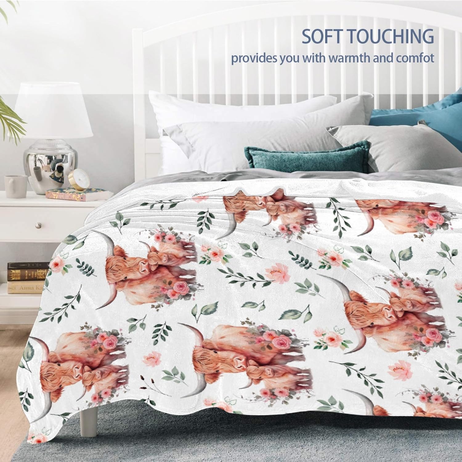 Highland Cow Blanket Gifts Super Soft Fleece Throw Blankets Cozy Flannel Air Conditioning Blanket Blanket for Couch Bed 50x40 for Kid