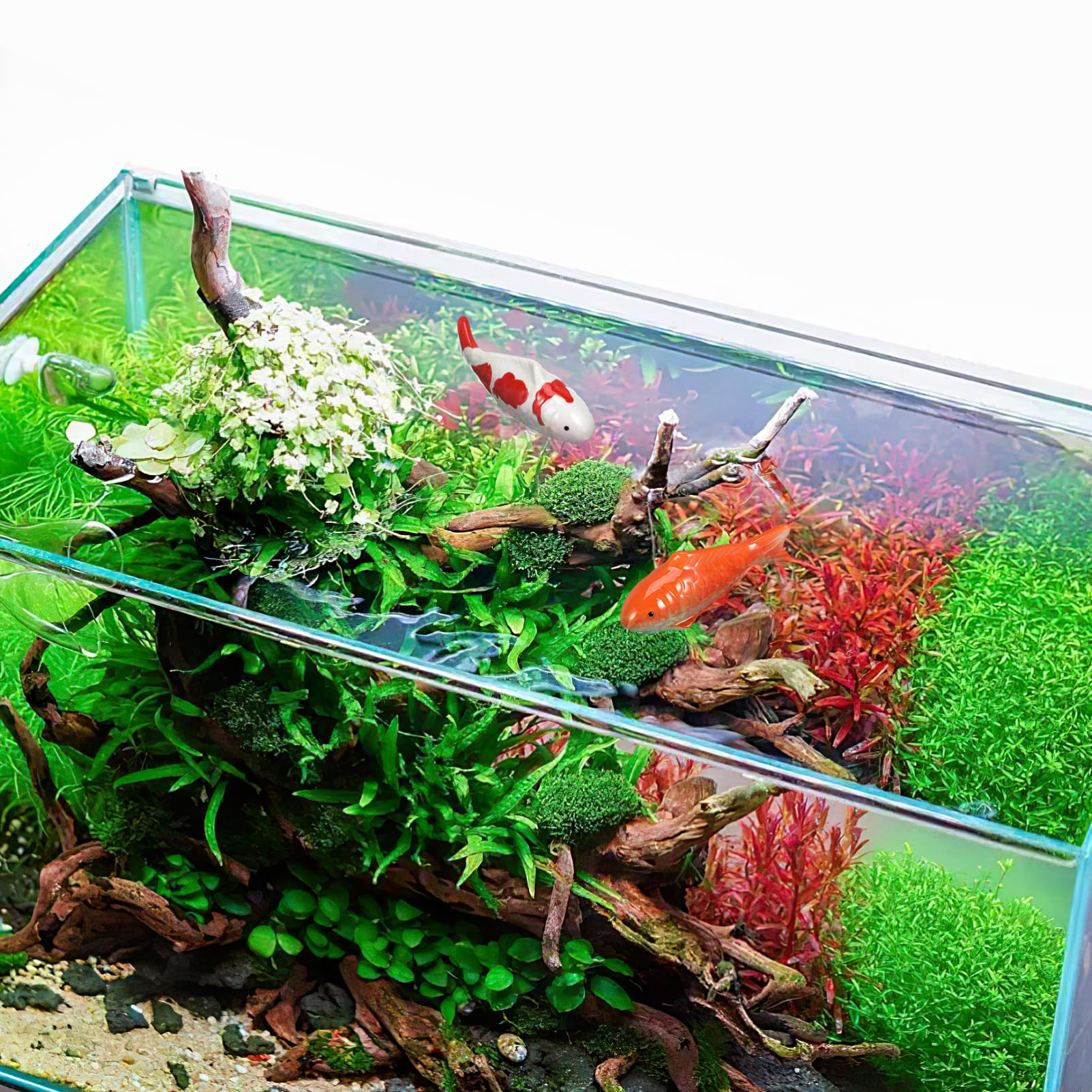 DOITOOL Koi-Fischfiguren Aus Keramik 20 Stück Handbemalte Schwimmende Japanische Koi-Statue Tischskulptur Zur Wohndekoration Zen-Garten-Ornament Für Liebhaber Aquarium-Dekoration