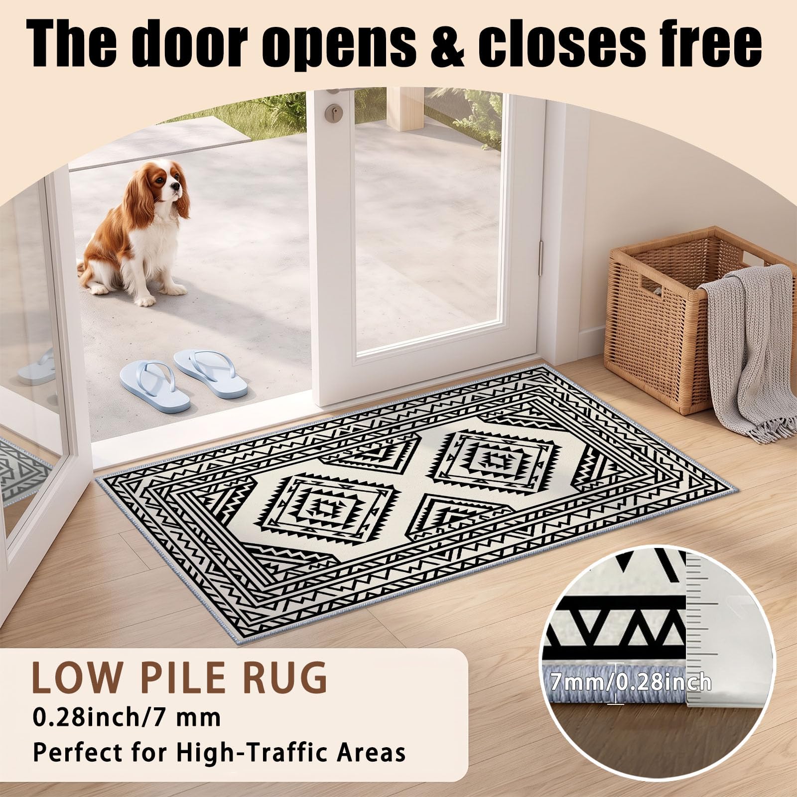 Teppich Läufer Flur Aztekisch Geometrisch Waschbarer 80x240 cm, Creme