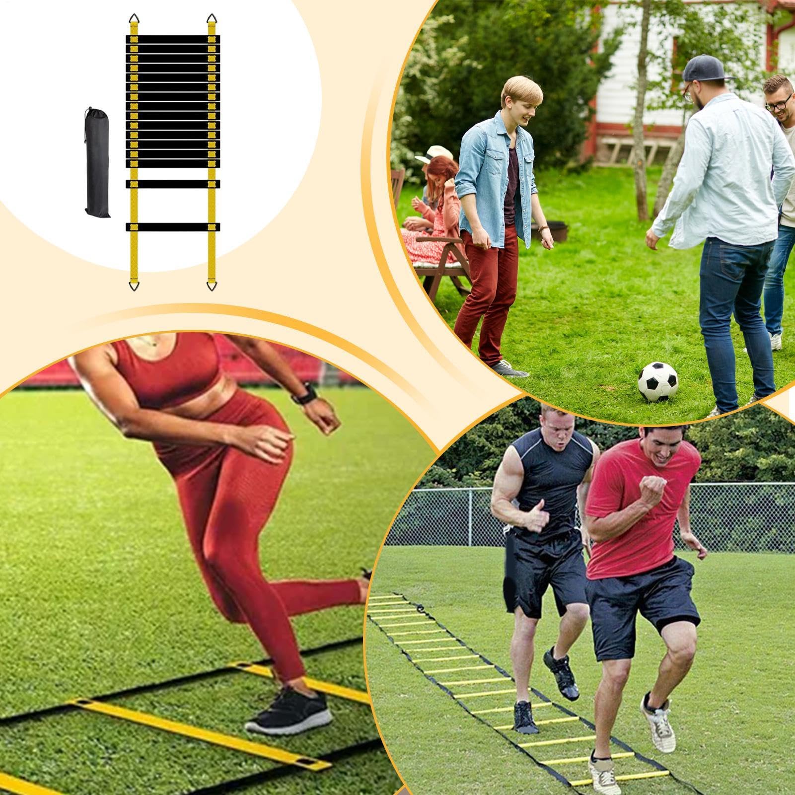 Składana drabina treningowa, przenośny sprzęt fitness, drabina zwinności z regulowanymi szczeblami, profesjonalne akcesoria sportowe z łatwą konfiguracją, materiały dla sportowców piłka nożna piłka