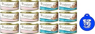 Applaws Canned Wet Kitten Food 2-Flavor Variety Bundle: (6) Tuna Fillet in Broth and (6) Chicken Breast in Broth (12 Cans Total, 2.47 Ounces Each) Plus Silicone Lid