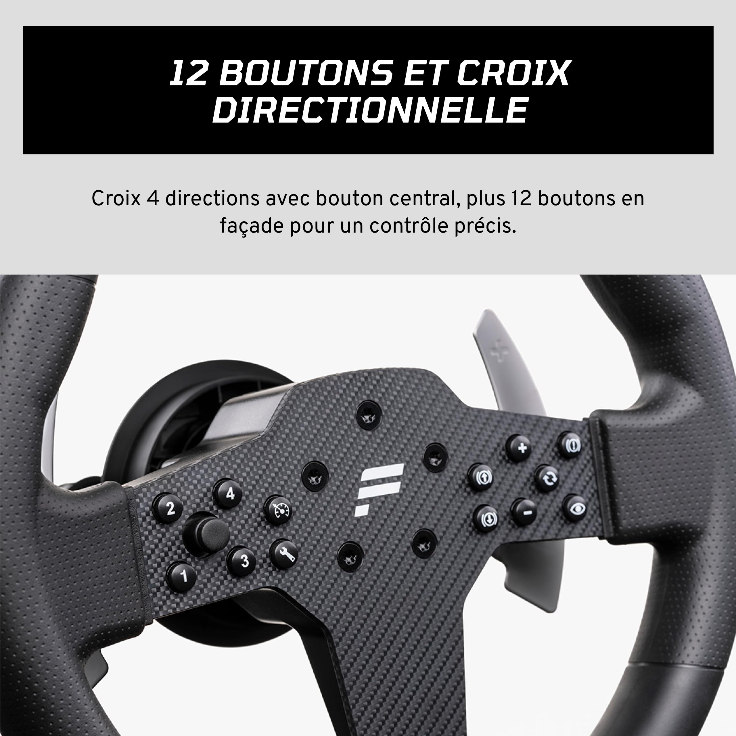 FANATEC Simulation de Course CSL Volant P1 V2 (QR2Lite) – PC | Jante Caoutchoutée, RevStripe, Afficheur LED, Palettes de Changement en Métal, QR2 Lite côté volant préinstallé