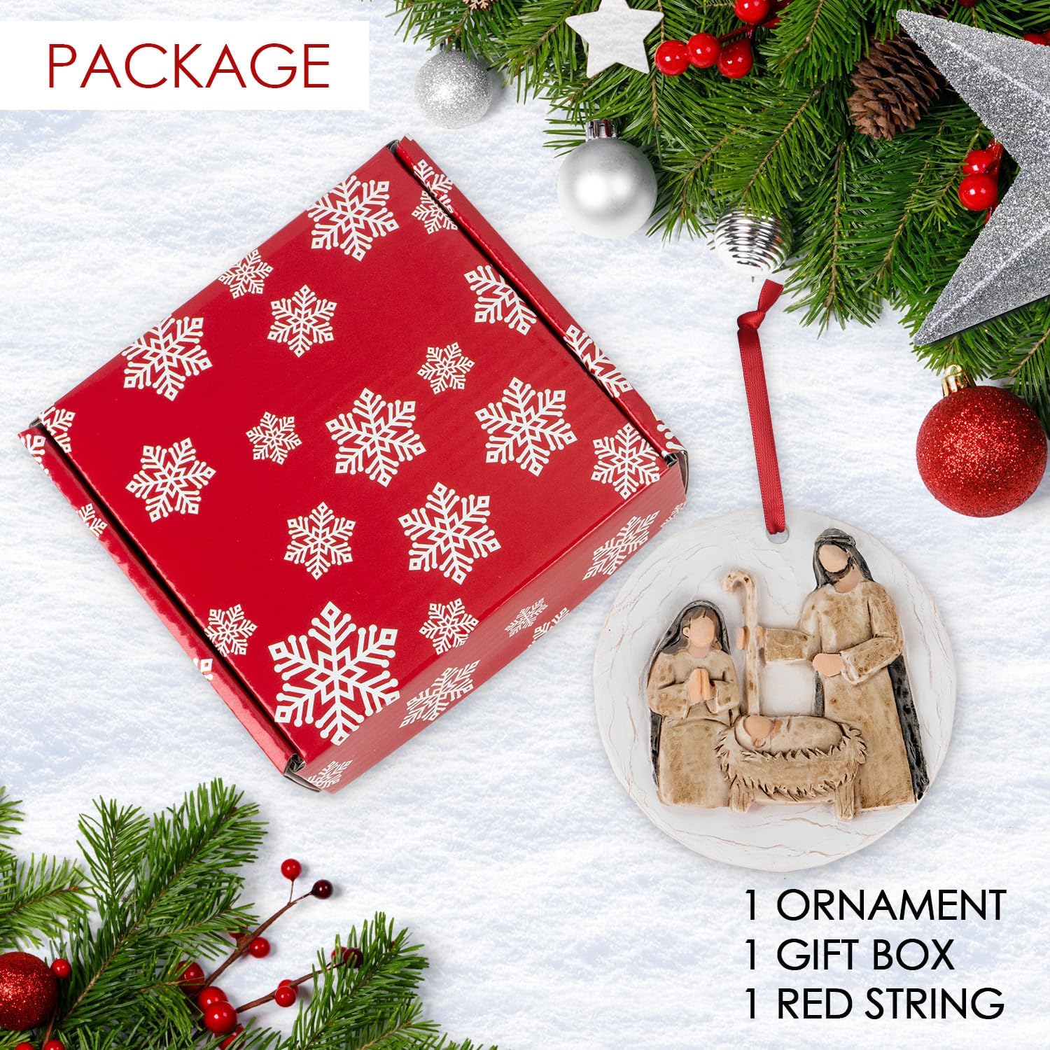 3D Nativity Scene Ornament for Christmas Tree - Religious Christian Church Ornaments Holy Family Tradition Gifts - Unique Jesus Ornaments Decorations for Family Friends - Image 7