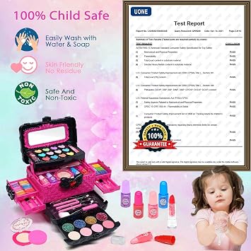 Kids Makeup Sets for Girls - Safe and Washable Real Make Up Set for Girls Children Toddler, Princess Birthday Gifts for 4 5 6 7 8 9 Year Old Kids(Rose)