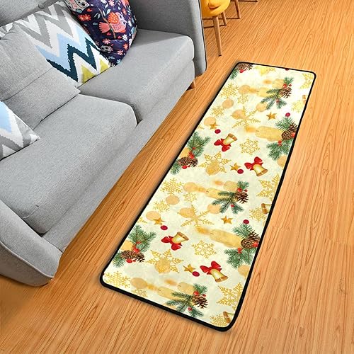 Alfombra absorbente con parte trasera de goma, tapete antideslizante de copos de nieve dorados de Navidad, tapete de baño para cocina, baño,