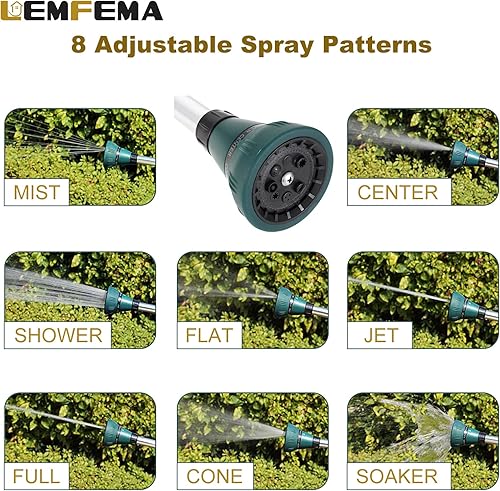 Miniatura 4 de Varita de riego, boquilla de manguera de jardín de 15 pulgadas con 8 patrones de riego ajustables y válvula de cierre de control de pulgar para