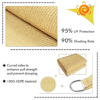 Amazon.com : KANAGAWA Sun Shade Sail 20'x20' Sand Rectangle