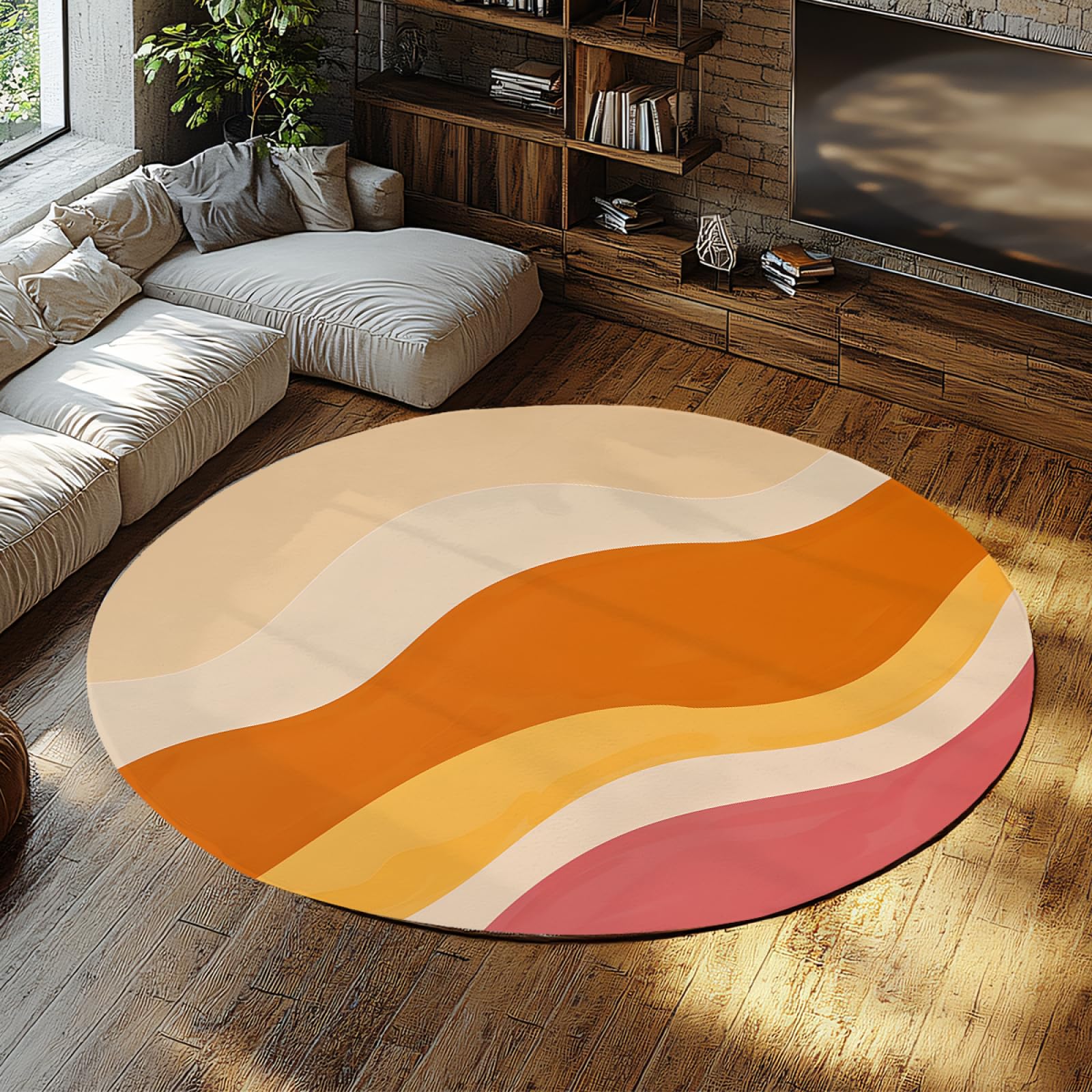 Tapis design abstrait de créateur tapis rond multicolore 180 cm