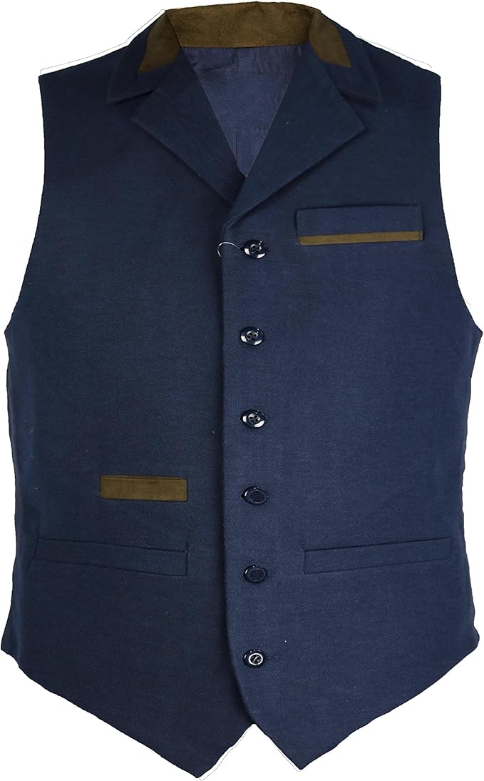 Carabou Mens 100 Cotton Moleskin Waistcoat with Lapel Collars and