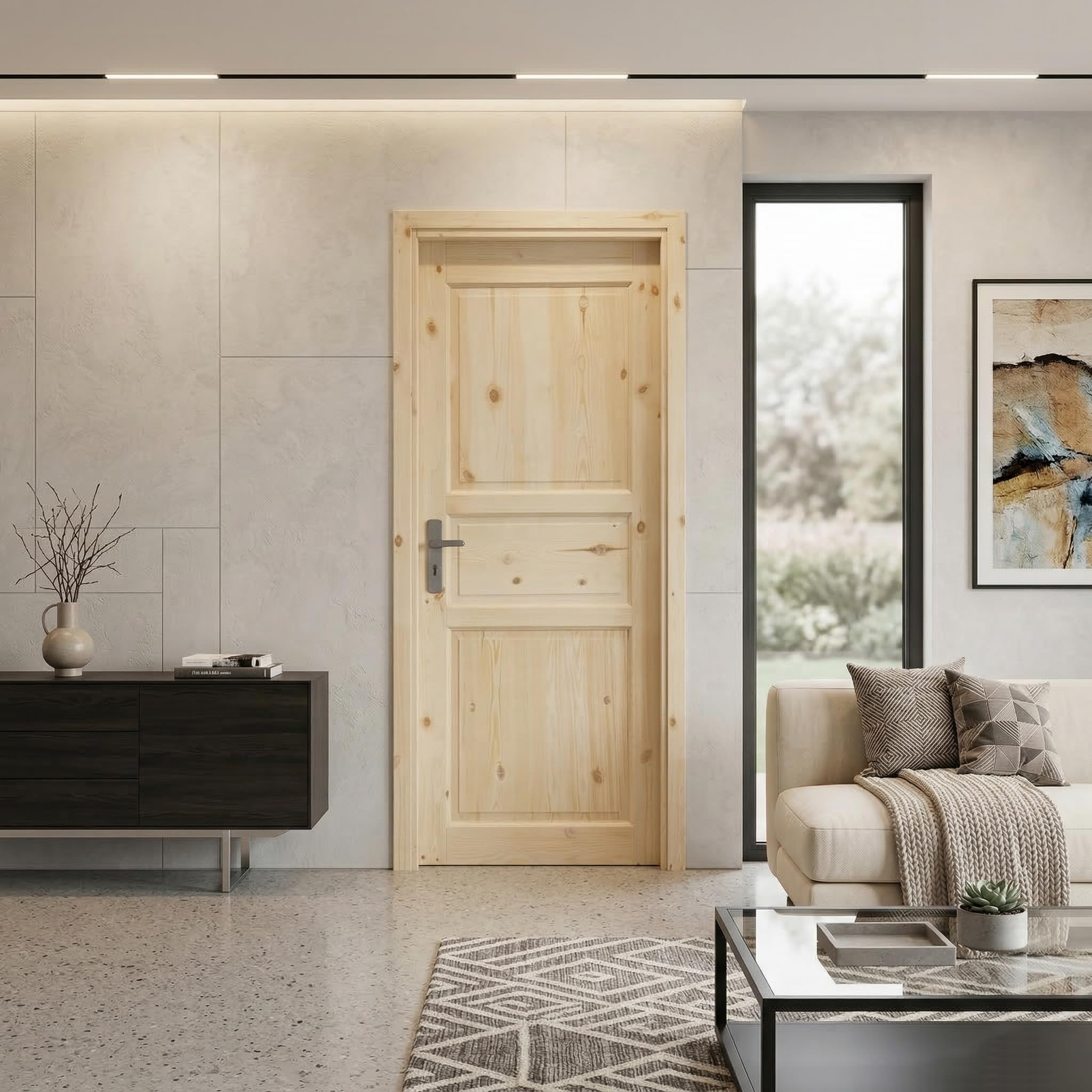Porta a battente Handy in abete grezzo (210, Centimetri, 4.5, Centimetri, 80, Centimetri)