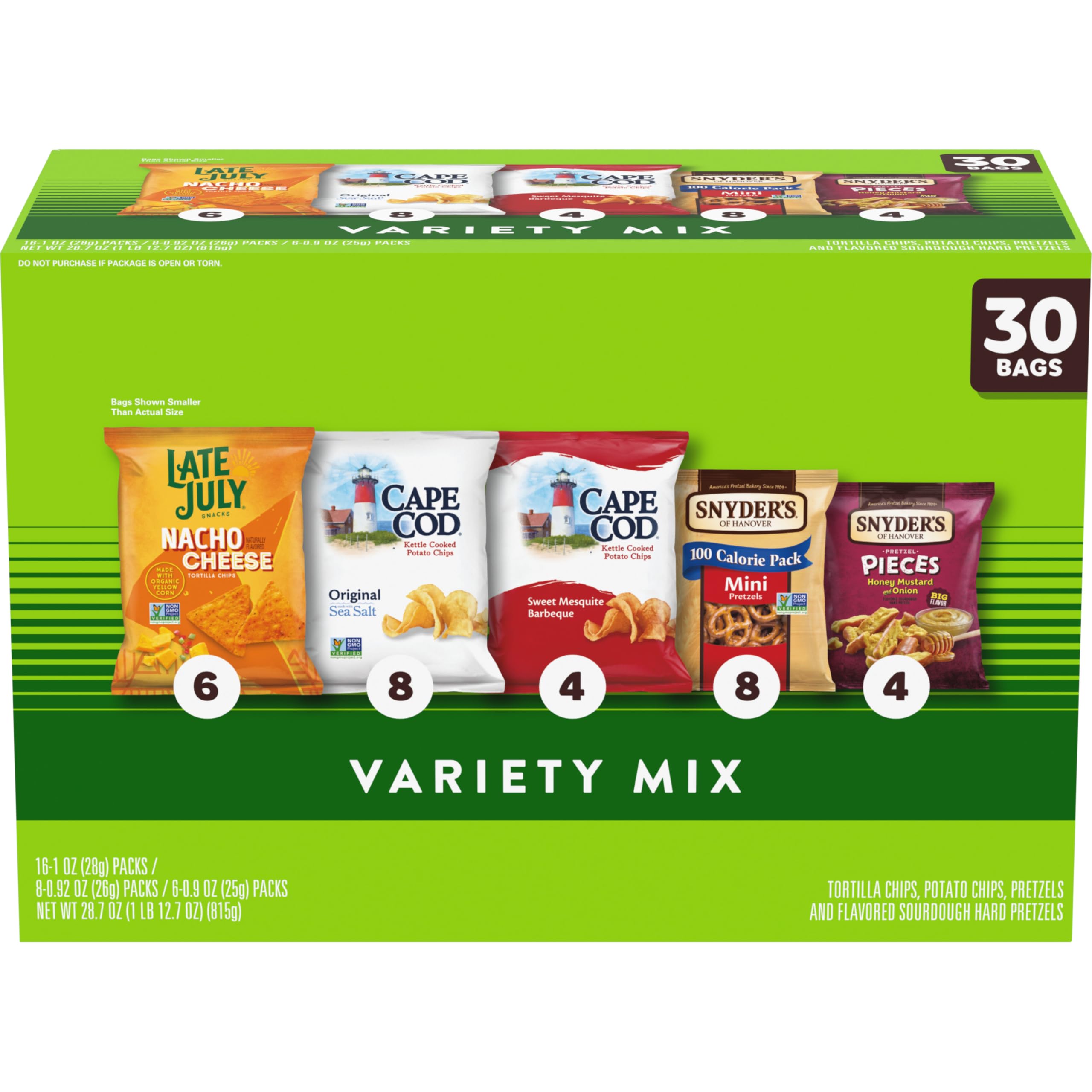Cape Cod and Late July Snacks Variety Pack, 30 Count Snack Bags