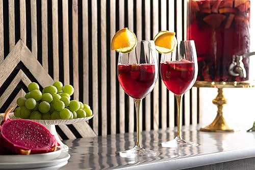 Miniatura 3 de Barski Copa de vino tinto - Copa de cristal - Copa de agua - tallo dorado brillante - Juego de 6 copas - 18 oz fabricado en Europa