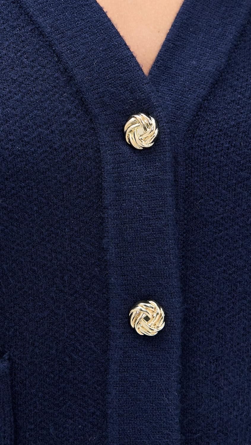 LE BOP Women's Quinn Gold Button Cardi