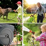 Giraffe Tools Garden Hose Reel 5/8" x 115+5 ft, Retractable Garden Hose, Wall Mounted, Automatic Rewind 180° Swivel, Heavy Duty, Any Length Lock, Slow Retraction Dark Grey,AW5058