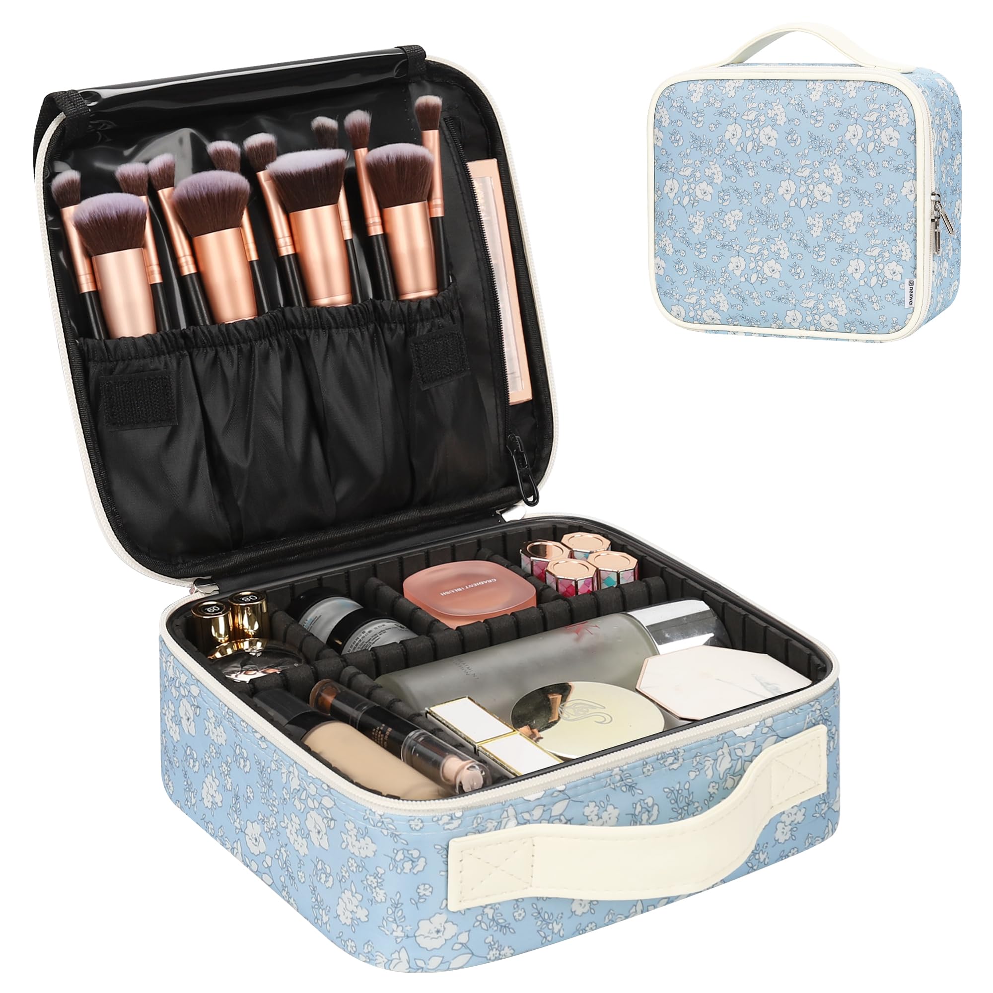 Relavel Travel Makeup Case, Professional Makeup Artist Makeup Bag, Portable Makeup Train Case Organizer with Adjustable Dividers, Cute Cosmetic Bags Birthday Gifts for Girls and Women