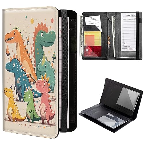 Miniatura 26 de Libros de calaveras para camarera, de piel sintética, con cierre de vendaje elástico, organizador con bolsillo con cremallera, 11 bolsillos