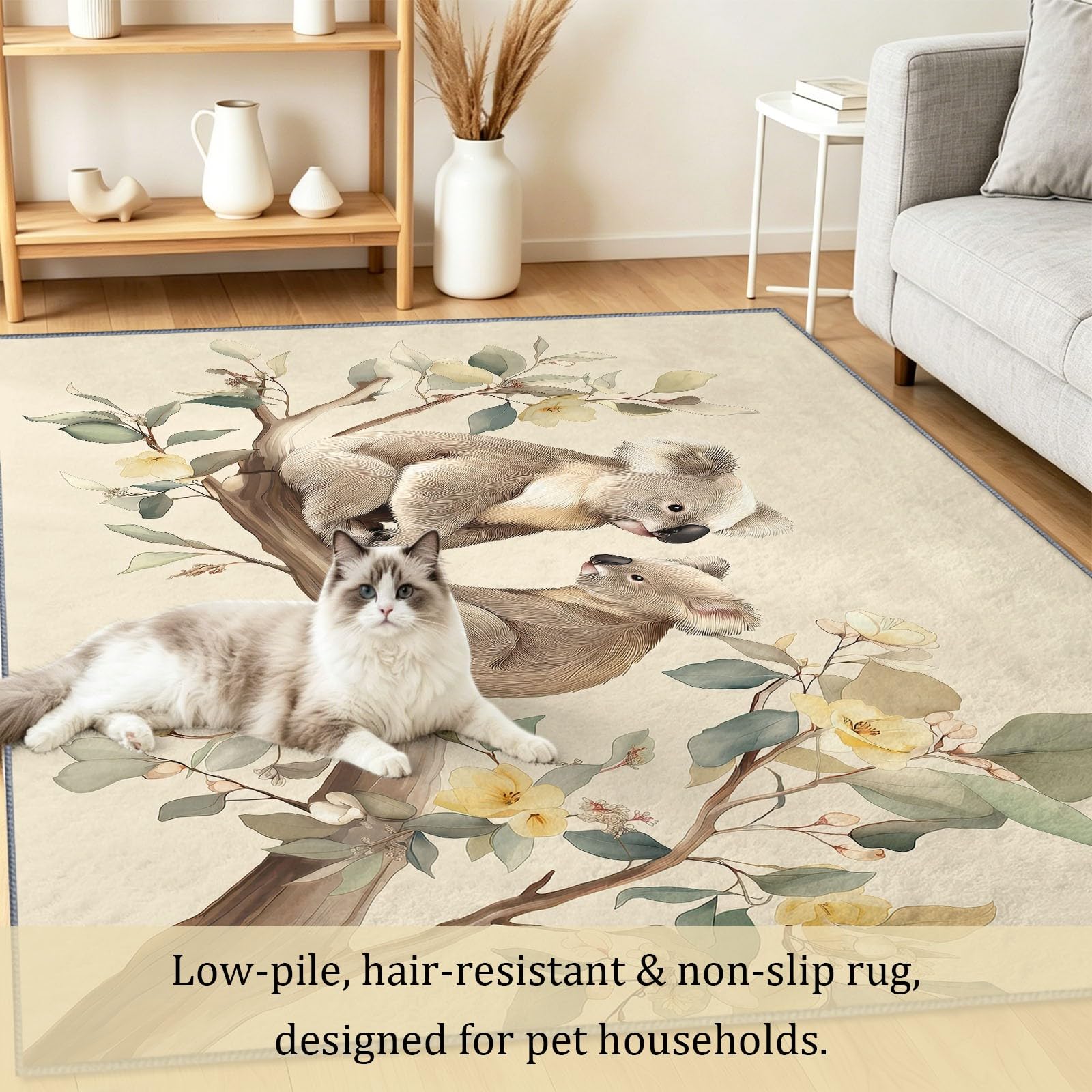 Alfombra Koala Madre Niño AST 120 x 170 cm Dormitorio Alfombras Animales Dibujos Animales Suave Alfombra Cocina Antideslizante Alfombras Lavables para Salón Comedor Entrada Interior