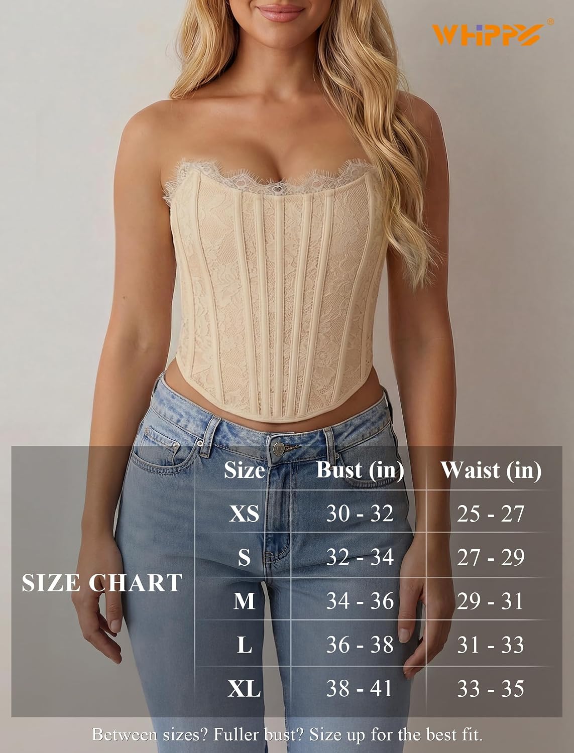 WHIPPY Corset Tops for Women Sexy Bustier Lacework Boned Overbust Bustier Shapewear Top For Daily Out Nightclubs Parties