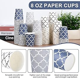 Clawsoff 300 Pack Paper Cups 8 oz, Disposable Coffee Cups 8 OZ Colourful Hot/Cold Beverage Drinking Cups for Office Party Home Picnic