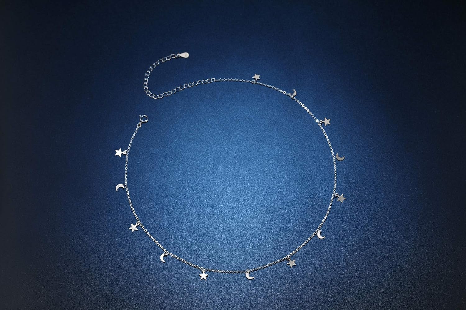 S925 Sterling Silver Stars Moon Beads Choker Dainty Necklace for Women Jewelry - Image 3