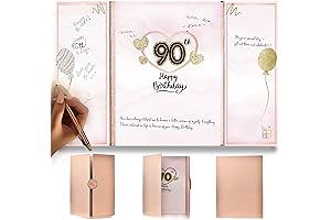 Personalized Rose Gold 90th Birthday Guest Book for Women