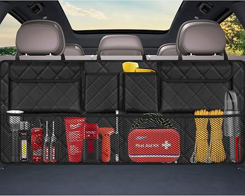Femuar Car Trunk Organizer, Large Capacity Collapsible Storage Bag with 8 Pockets, Black