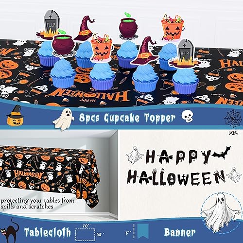 Miniatura 4 de Kit de decoración de fiesta de Halloween, decoración de Halloween, telón de fondo aterrador, arco de globos, bandera, bandera, telaraña, fantasma,