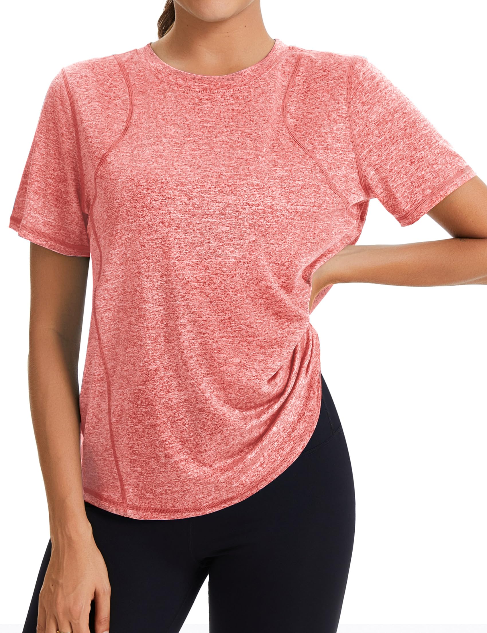 Gyabnw Sportshirt Damen Kurzarm Rundhals Funktionsshirt Oberteile Atmungsaktiv Leichtes Sport Damen Top Für Fitness
